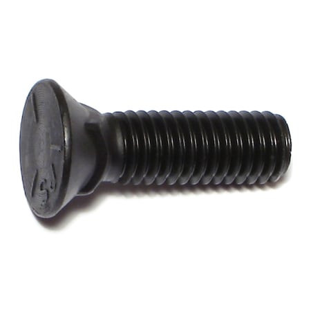 Midwest Fastener Plow Bolt, 7/16"-14 Thrd Sz, 1-1/2" L, Flat Head, Steel, Plain, 10 PK 70506